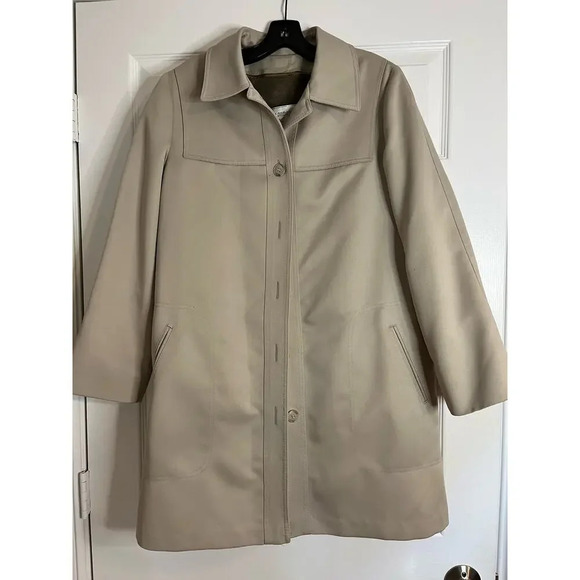 London Fog Tench Coat Women 12 Removable Liner Layering Neutral Light Academia - Picture 1 of 16